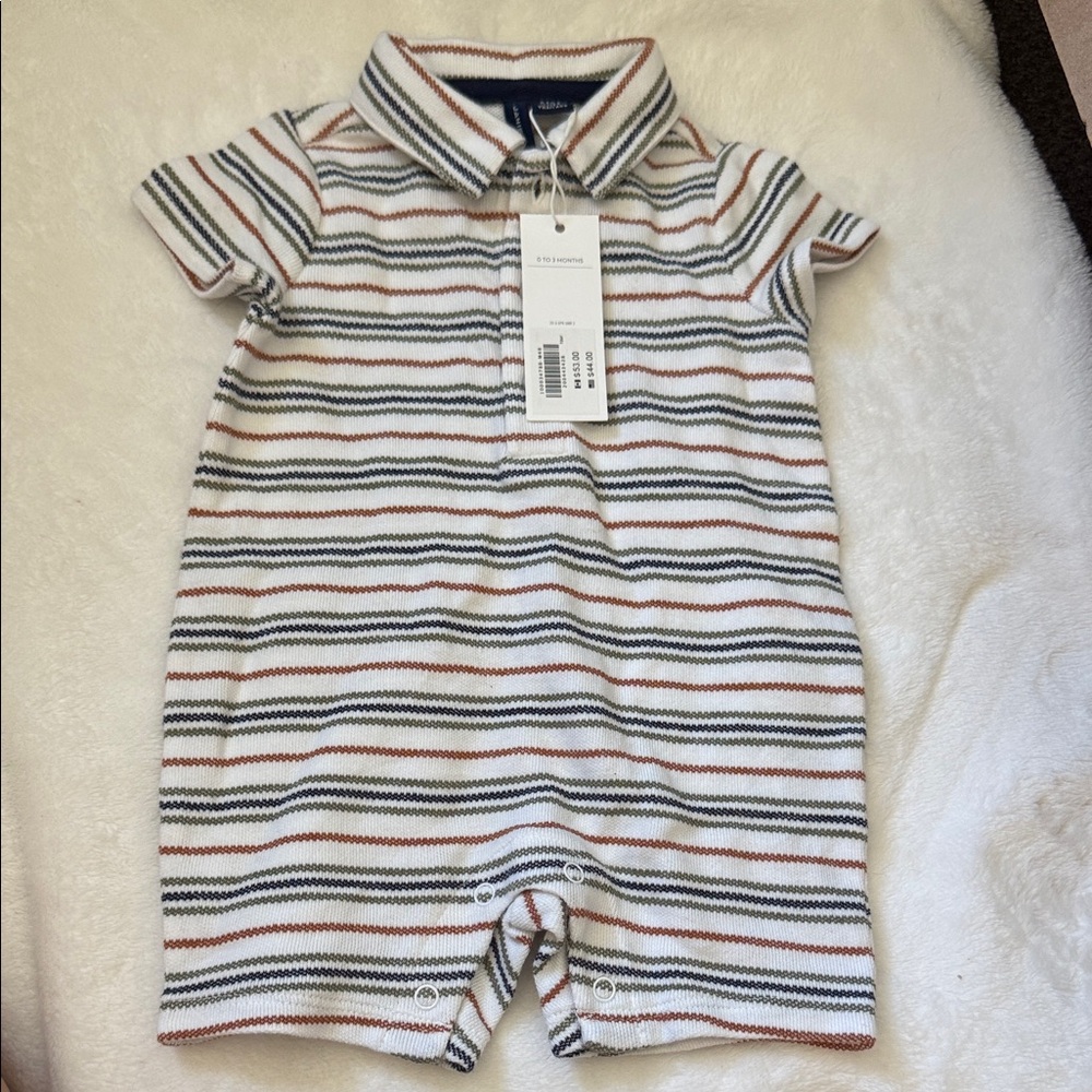 Janie and Jack Striped Bodysuit - White, Blue, Red